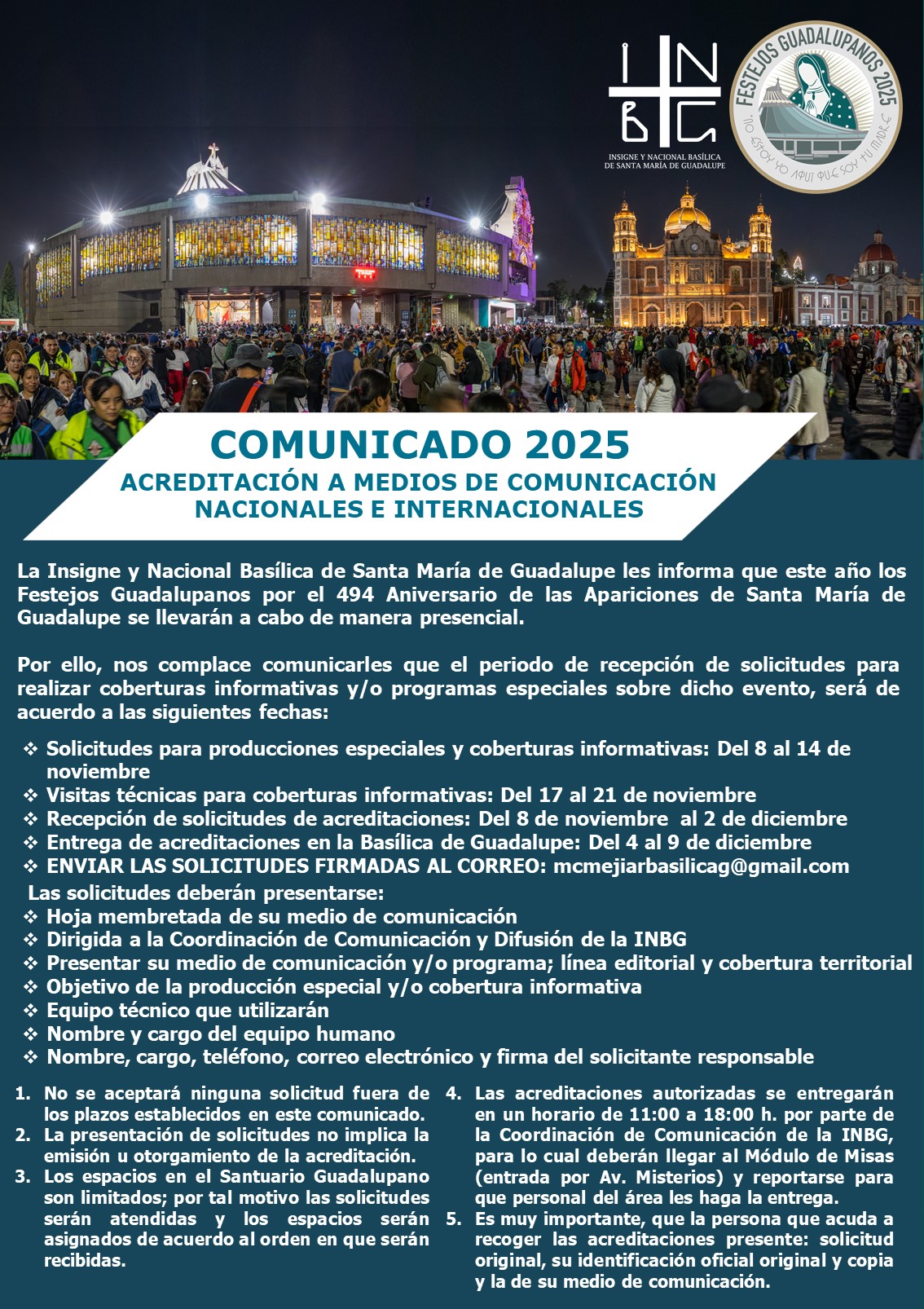 COMUNICADO FESTEJOS GUADALUPANOS MEDIOS